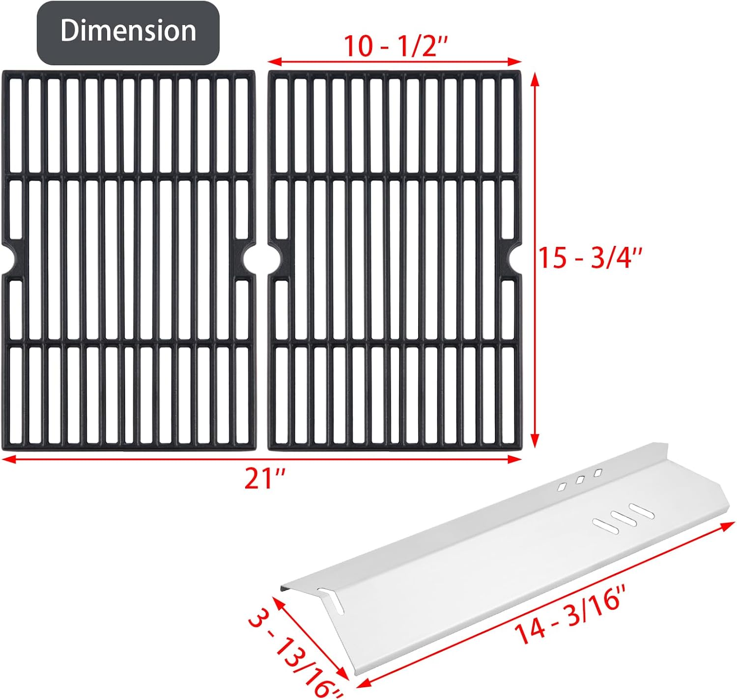 G1707-010 Grill Grates B0212-040 Heat Plates Grill Replacement Parts for Blue Rhino 3 Burner Grill Parts GBC1932L G1406-010 G1707-020 Backyard GBC1406W-C GBC1406W 55-10-045 G1406-010 G1707-010 Grids