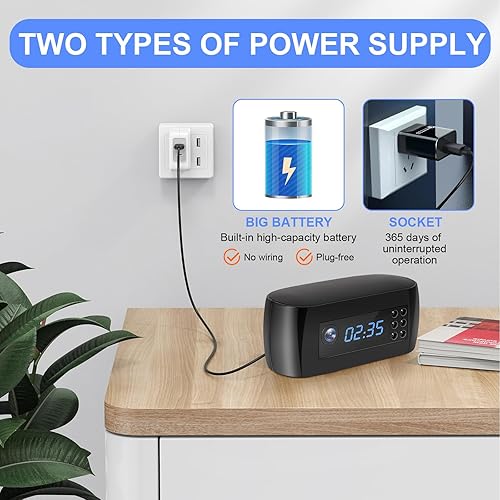 Miniatura 3 de TnoxHD Reloj de cámara oculta 4K HD cámara interior HD cámara inalámbrica de niñera cámara WiFi Cam visión nocturna detección de movimiento, sin