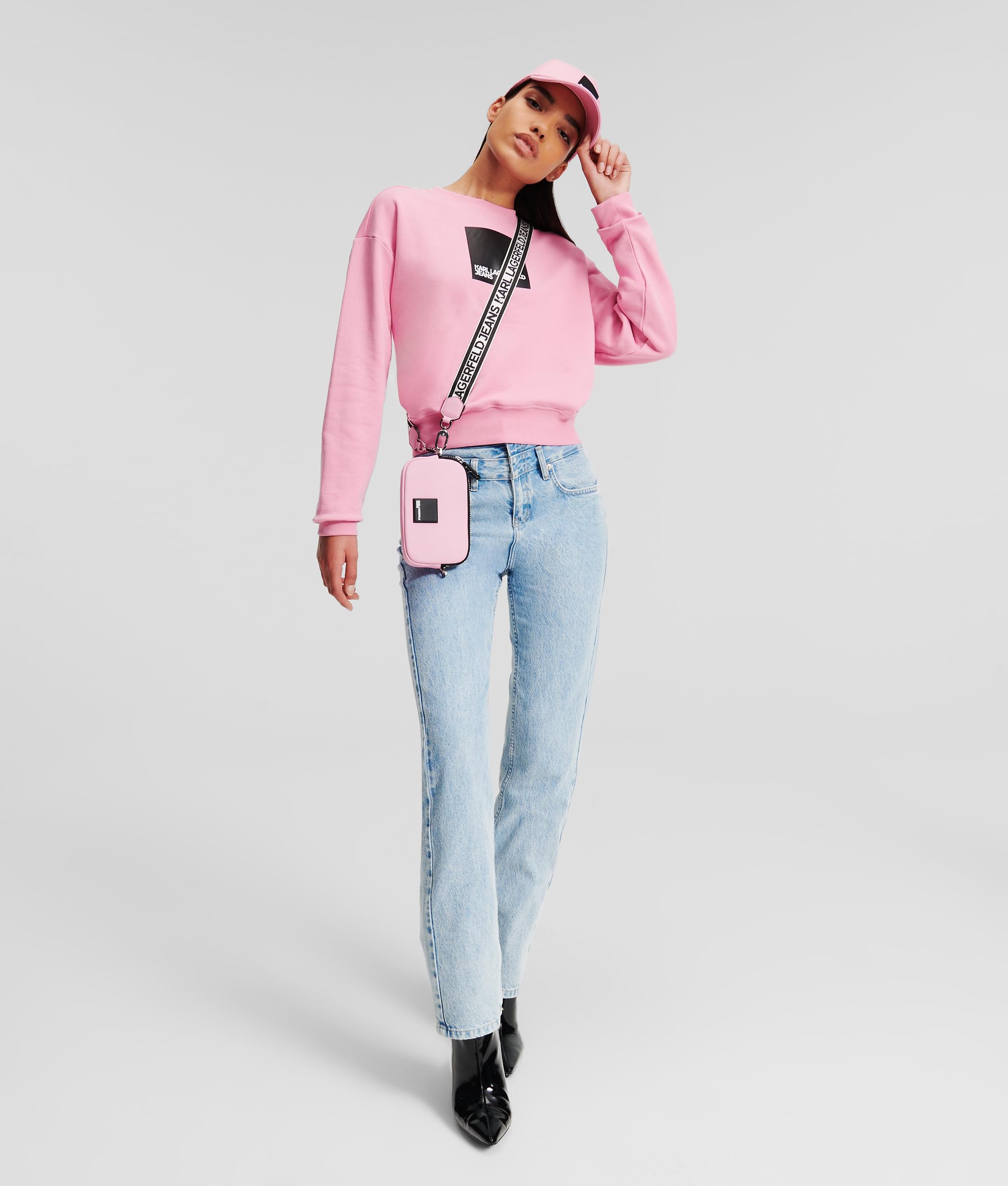 Karl Lagerfeld Jeans, Damskie, Bluza Z Logo Box, Regular Fit, Fioletowy, L