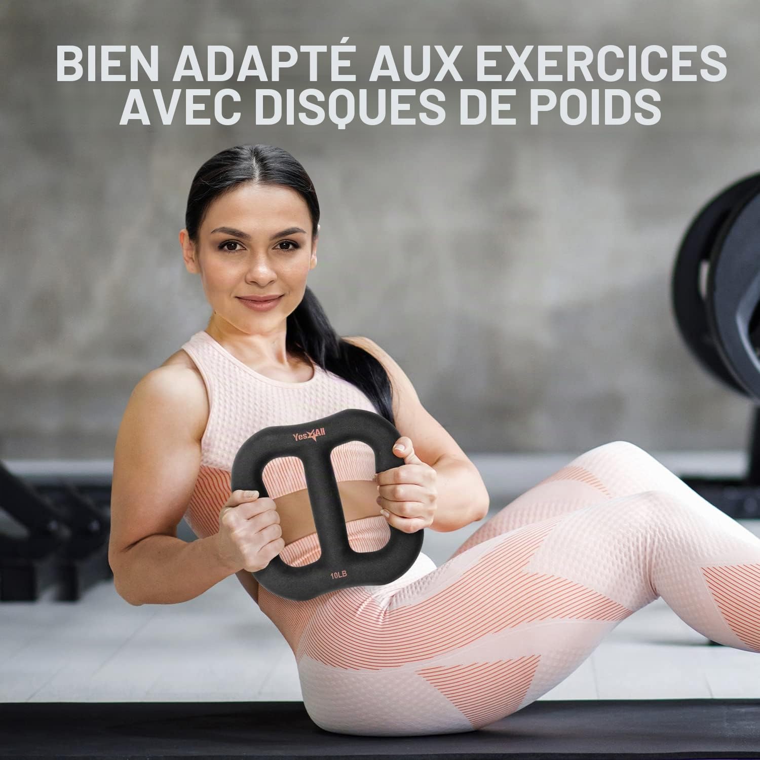 Yes4All Haltère multifonction 3 en 1 en néoprène avec noyau solide, courbe ergonomique, Noir