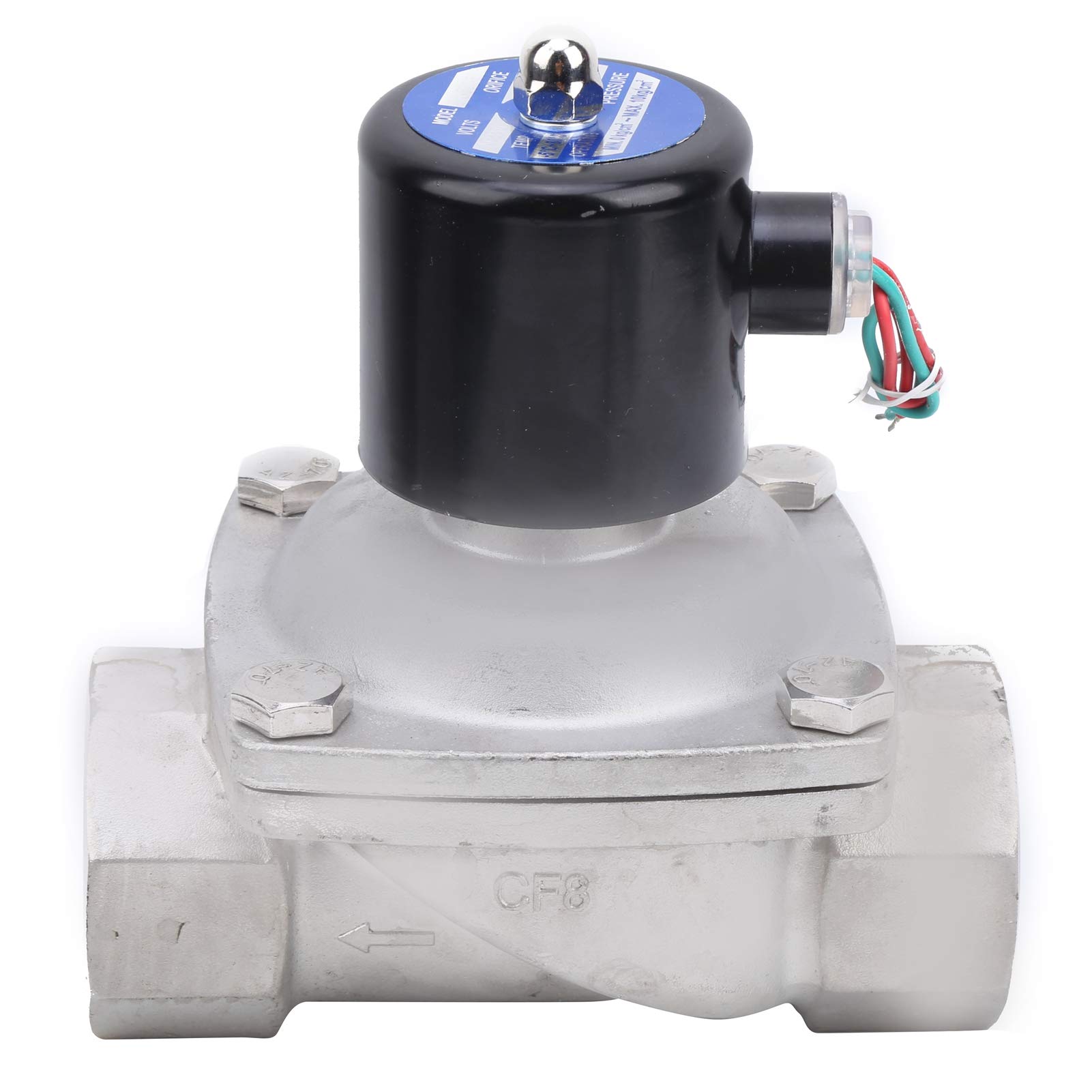 Fafeicy Elettrovalvola Elettrica da 2 Pollici Elettrovalvola da 2 Pollici da Azione Diretta Normalmente Chiusa Membrana NBR Acciaio Inossidabile 304 per Aria (AC220V)