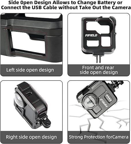 Miniatura 10 de Aleación de aluminio a prueba de polvo batería cubierta cubierta puerta para GoPro Max negro