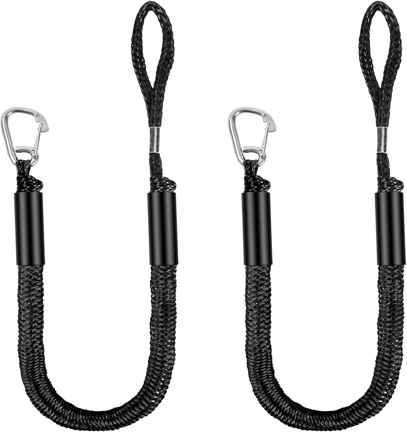 Bungee Dock Lines (3 FT) – Heavy Duty Shock Absorbing Mooring Ropes for Boats, Elastic Boat Tie Downs with 316 Stainless Steel Clip for Pontoon, Kayak, Sea-Doo and More– Marine Grade Boat Accessories