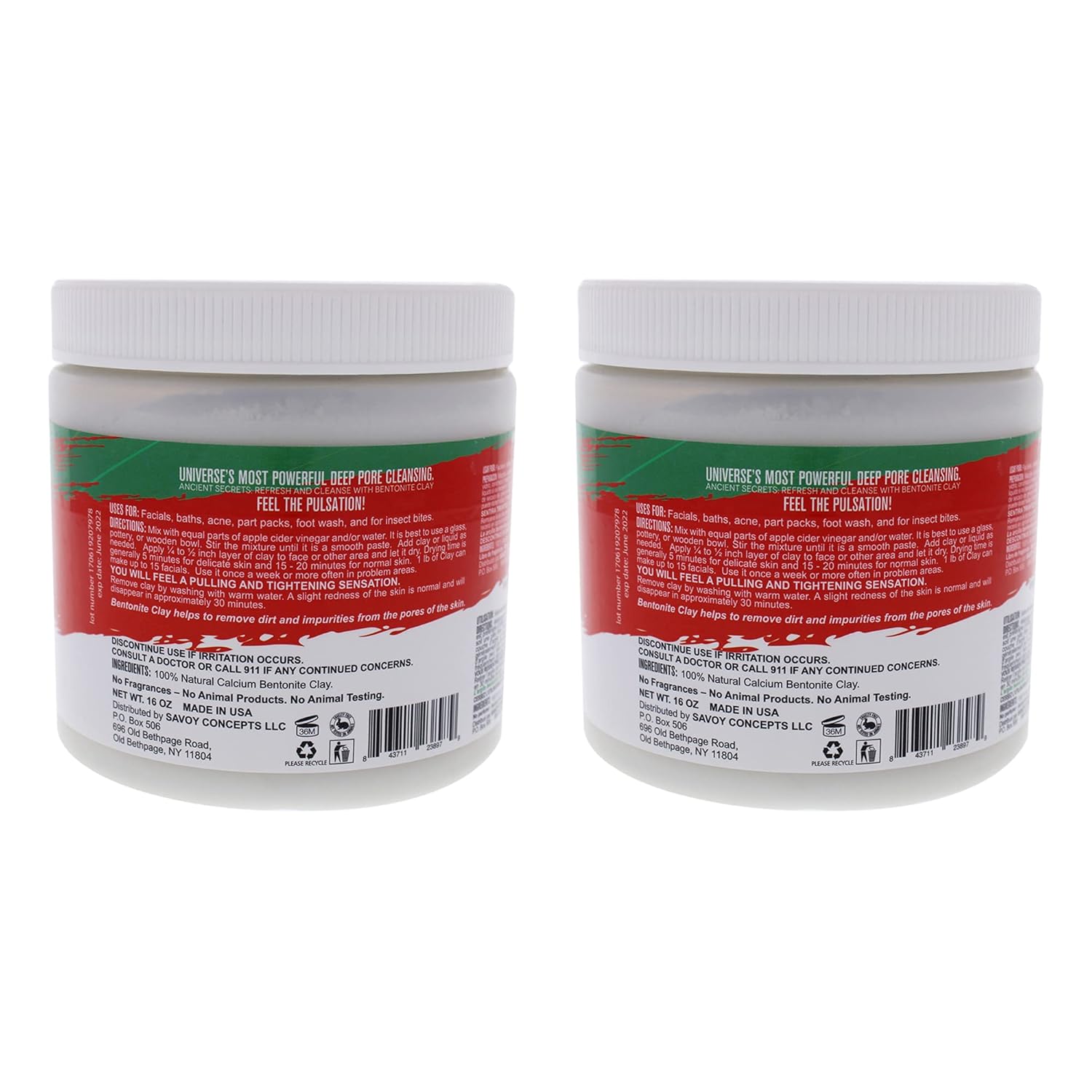 Mayan Magic Mud Powerful Deep Pore Cleansing Calcium Bentonite Clay - Natural Face Mask Peel For Men And Women - USA Made Full Facial Skin Care - Spa Level Beauty Products That Cleanse Skin - 2 Pc