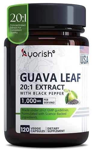 Guava Leaf Capsules 1000mg 120 Count Guava Leaf Extract 20:1