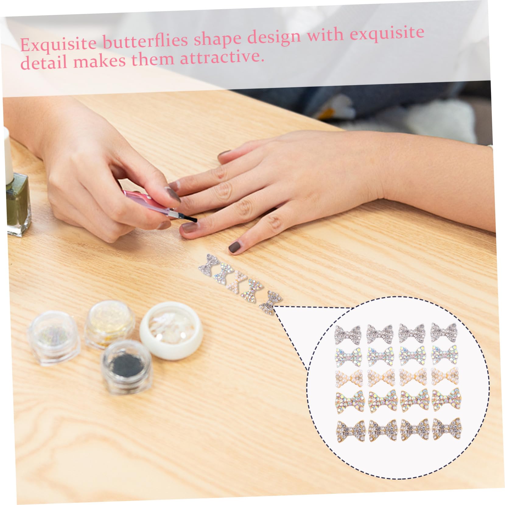 FRCOLOR 150pièces Charms Pour Avec Nœud Rhinestones Décoration Élégante Pour Nail Art Accessoires De Beauté Manucure