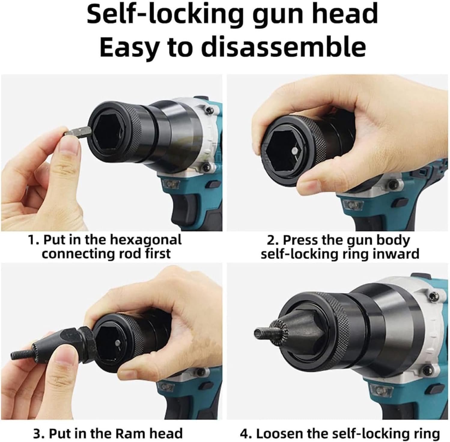 McbeAn Cordless Rivet Gun, Electric Pull Screw Nut Gun with M3 M4 M5 M6 M8 M10 M12 Head, Portable Pulling Blind Nut Riveter Tools, for Stainless Steel/Iron/Aluminum Nuts