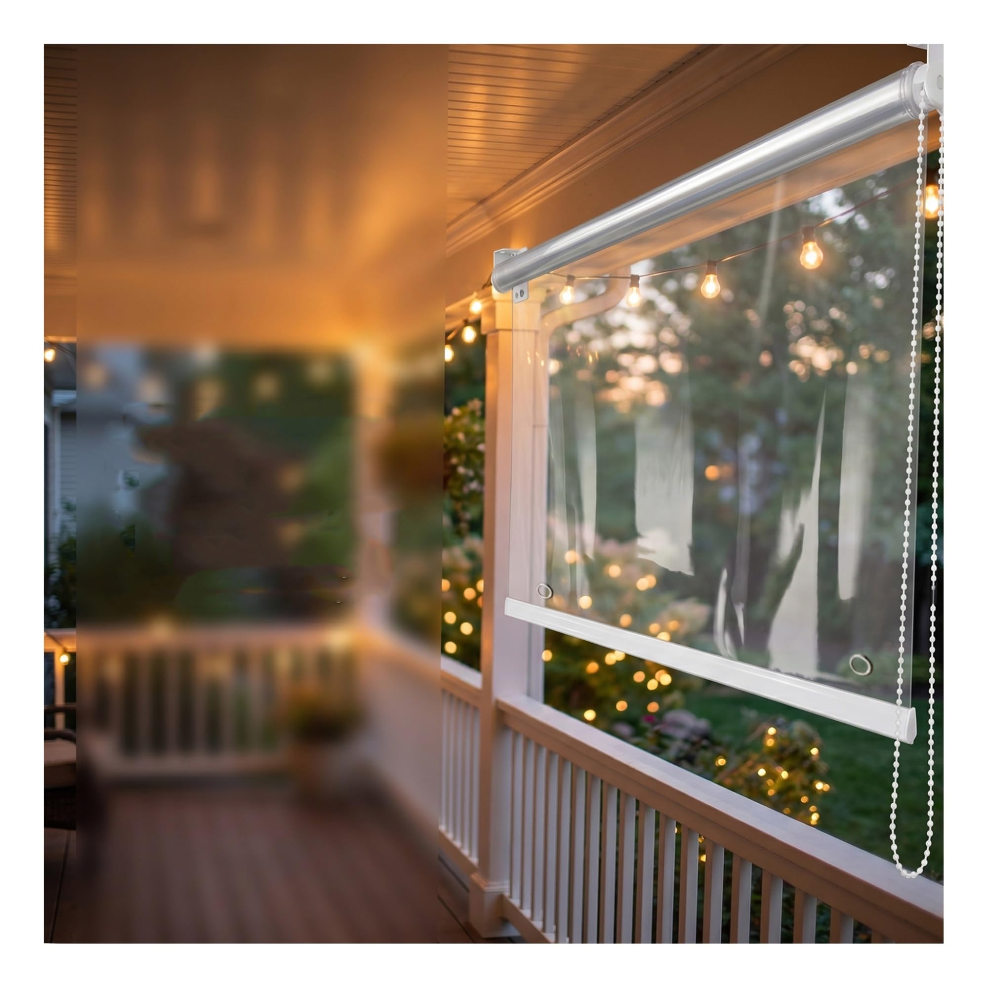 Qweasdf One Color Clear Vinyl Roller Shades Waterproof, Windproof, All-Weather Protection， For Patio Balcony Window Door Garage Outdoor ，Easy To Install, Use And Assemble，With Eyelets(W150*H200cm/W59.05*H78.74in)