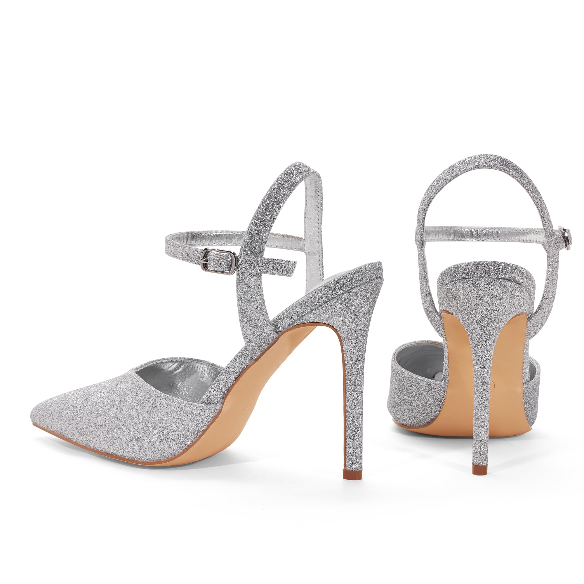 GENSHUO Eleganti Scarpe con Tacco Alto a Punta e Stiletto 10cm, Scarpe da Donna Sexy con Cinturino alla Caviglia per la Sera