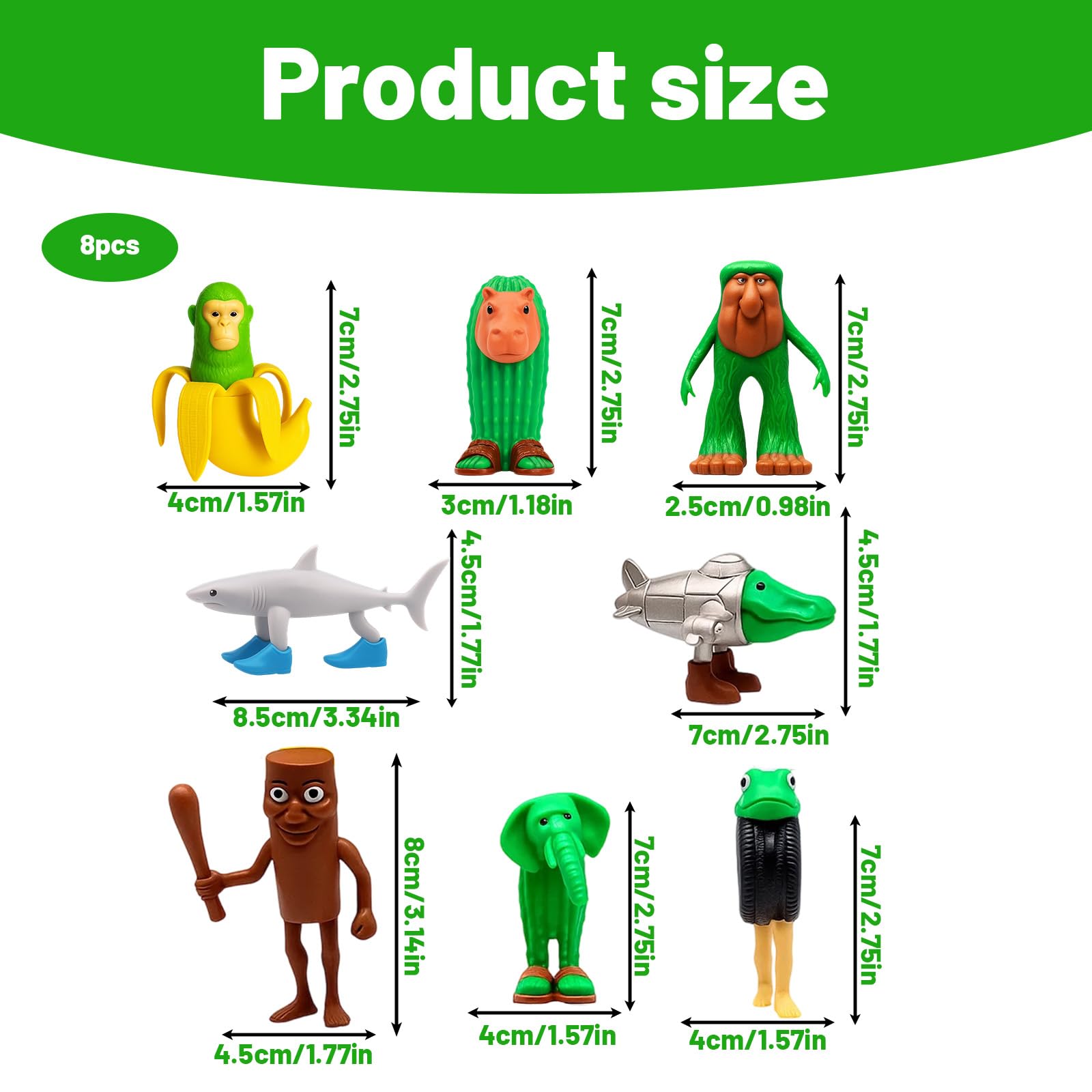 QXCFTW Funny Video Game Meme Figures 8PCS, Flipper Shark, Banana Monkey & More Absurd Collectibles - Image 2