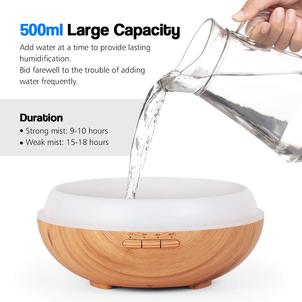 InnoGear Smart Wi-Fi Essential Oil Diffuser, 500ml App Control Aromatherapy Diffuser Compatible with Alexa & Google Home Voice Control Aroma Humidifier Cool Mist Vaporizer