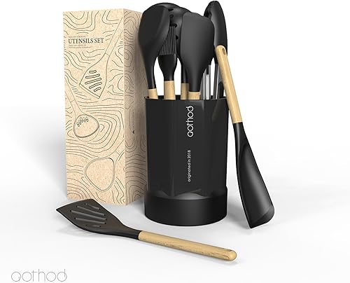 Miniatura 4 de Juego de utensilios de cocina de silicona, 446 F resistentes al calor, utensilios de cocina antiadherentes, juego de espátula, cuchara, volteador,