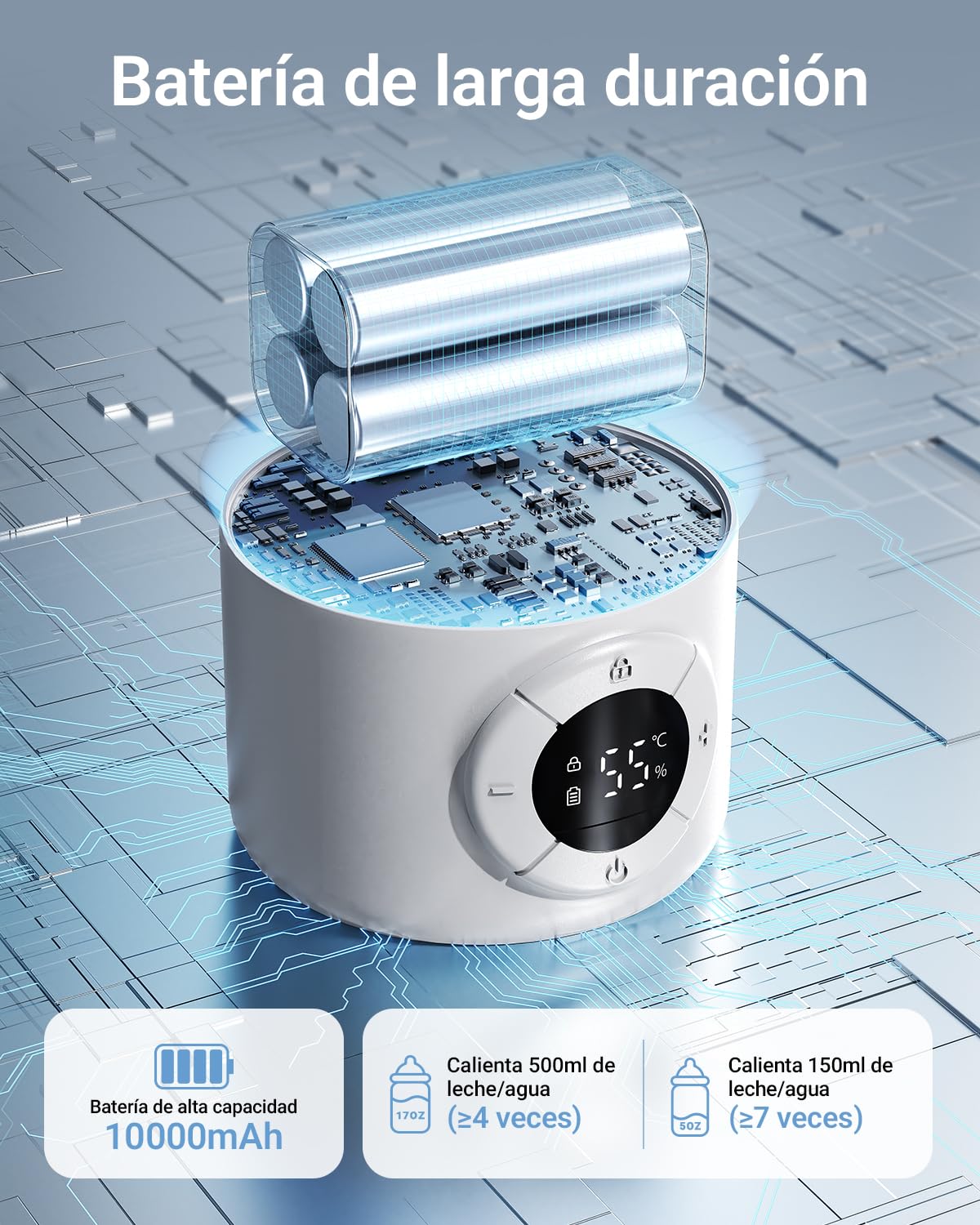 Bear Calentador portátil para biberones, calentador eléctrico rápido para leche infantil sin BPA, gran capacidad de 500 ml para leche materna y agua, para el coche, acampadas y viajes