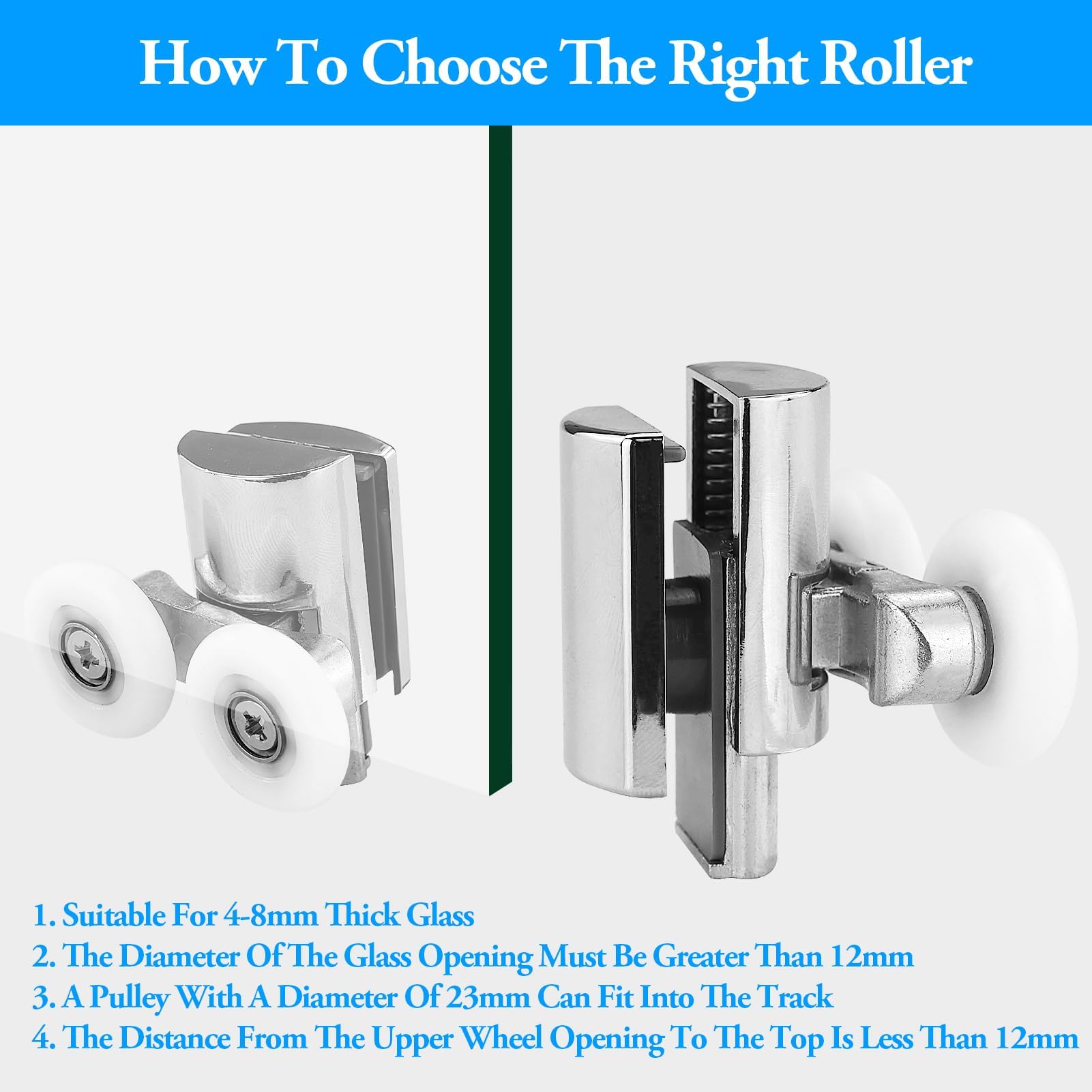 RULLI PER PORTA Doccia Eleganti E Funzionali (confezione Da 8) Per Uno Scorrimento Liscio EUR 16