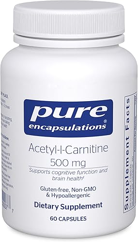 Pure Encapsulations Acetil-l-Carnitina 500 mg | Suplemento de memoria para el cerebro, la concentración y la calma* | 60 cápsulas