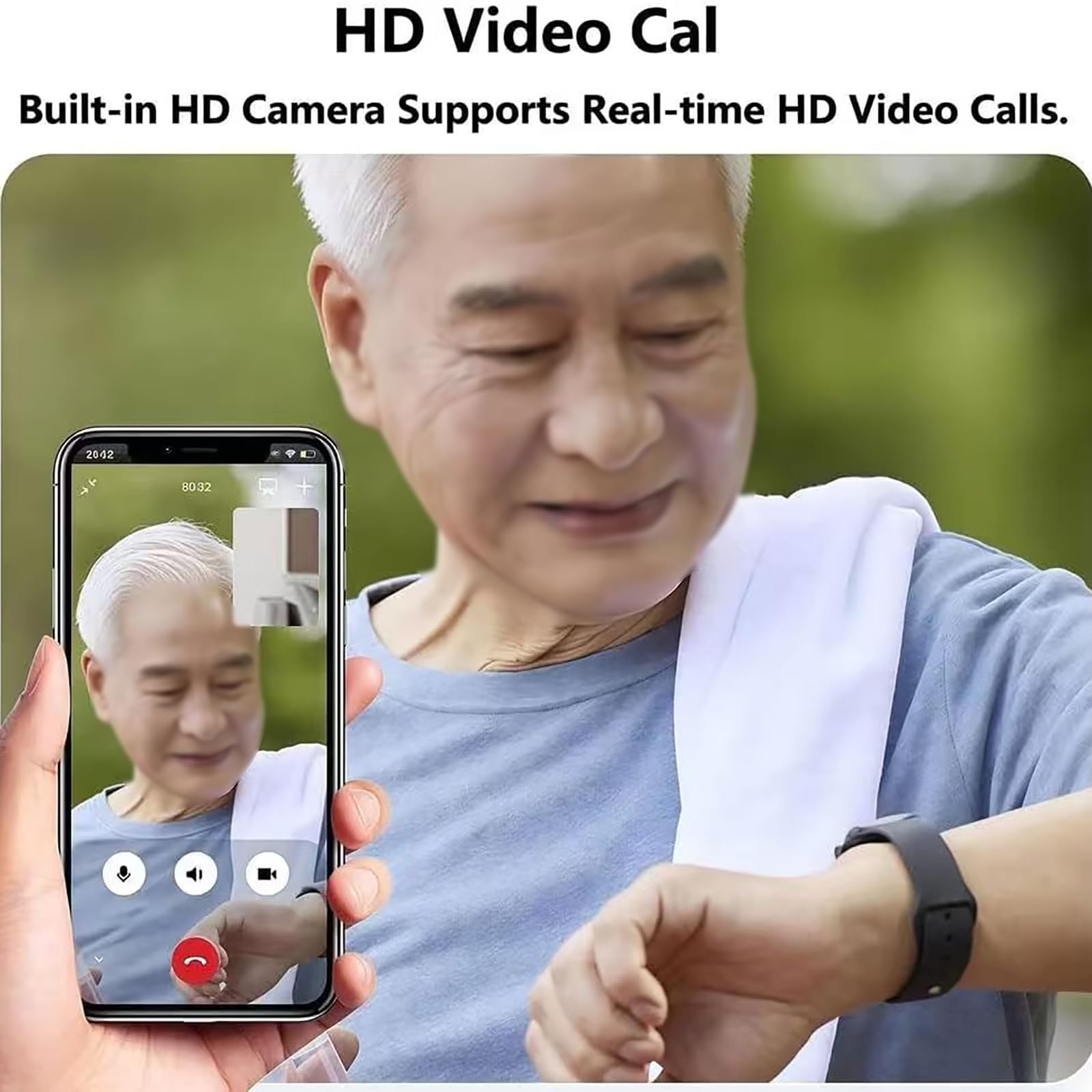 Montre connectée pour seniors, avec détection des chutes, alerte de chute, traceur GPS, étanche IP67, précision de localisation de 5 à 15 mètres pour les patients et les personnes âgées (Rouge)