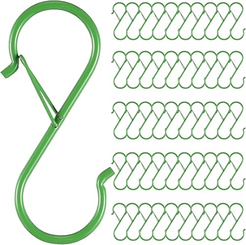Zonon Paquete de 50 ganchos en forma de S para colgar adornos mentales resistentes con clip en S de 3.8 pulgadas con clips para armario, plantas,