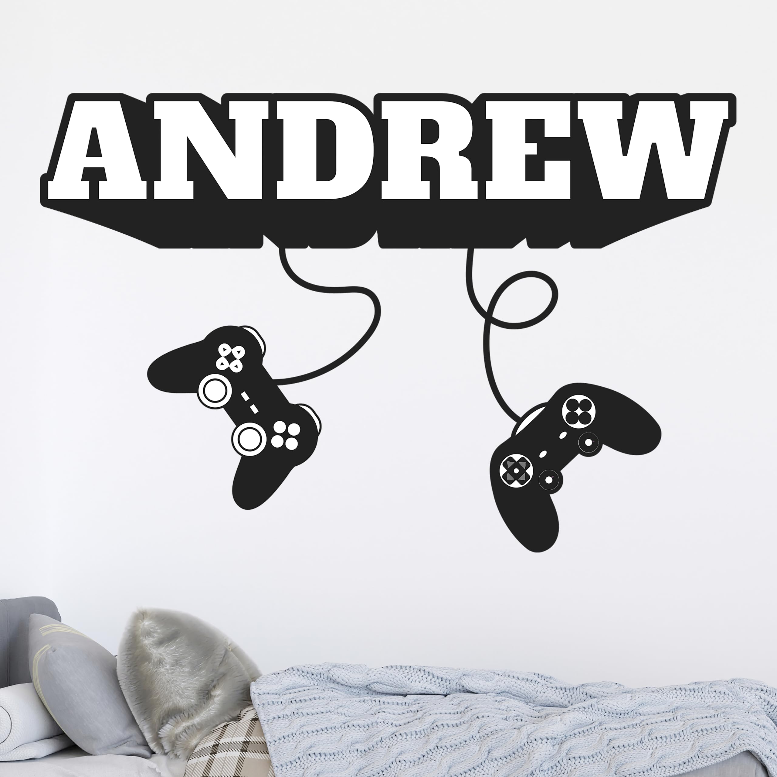 Custom Name Video Games Wall Decal I Gamer Gift I Video Game Studio Teen Nursery Play Room Boy or Girl Decor I Removable Wall Decal I Stickers for