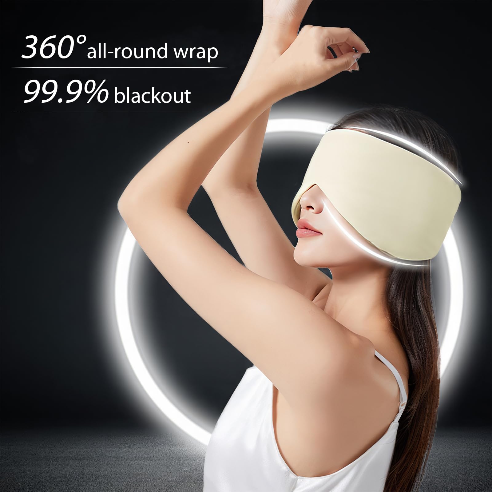 Masque Yeux Chaleur/Froid Qwesure – Masque Sommeil Double Sens Soie – Bureau, Voyage, Sieste – Blocage Lumière & Bruit