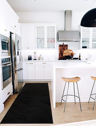 Rugstylesonline Alfombra de corredor de tamaño personalizado diseño de color negro sólido 48 pies de largo x 26 pulgadas de ancho hecha a pedido