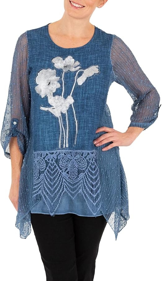 ANNA ROSE Embellished Foil Print Top Amazon.co.uk Clothing