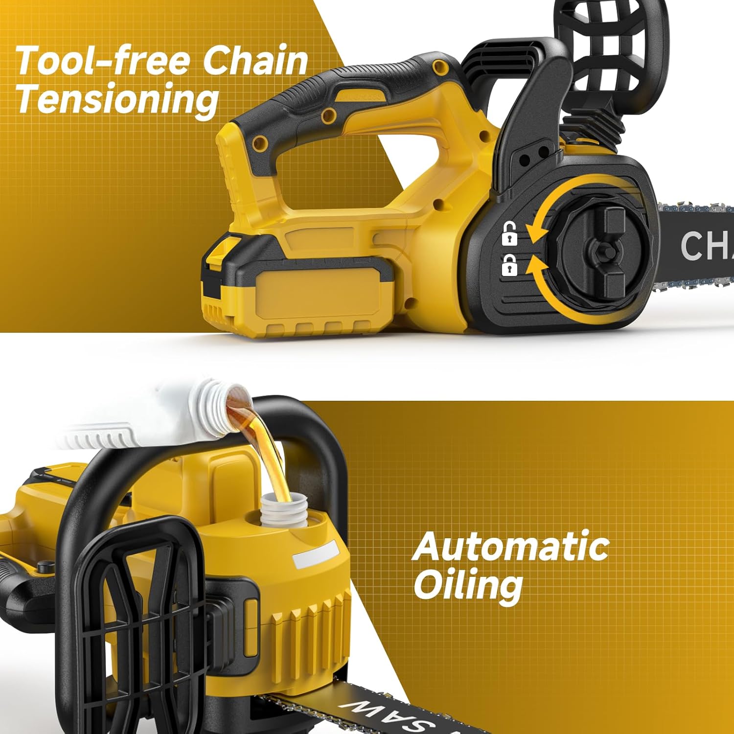 16-Inch Brushless Electric Chainsaw, Cordless Battery Powered Chain Saw Compatible with Dewalt 20V Battery with LCD Display, Auto Oiler, for Wood/Tree Cutting Pruning, Tool Only (Battery Not Included)