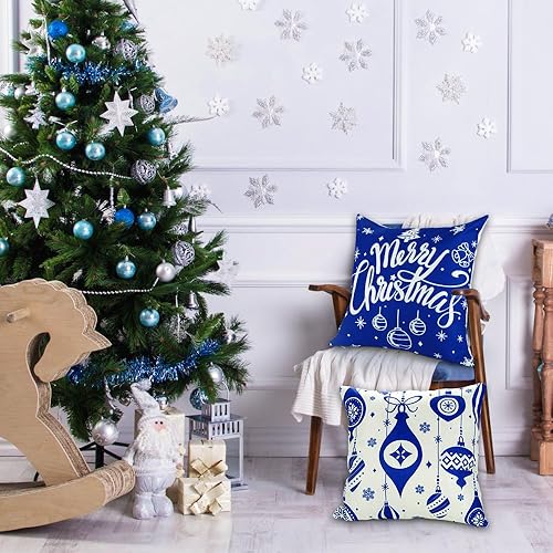 Miniatura 4 de YUJUN Paquete de 4 fundas de almohada de invierno de Navidad, 18 x 18 pulgadas, diseño a cuadros de búfalo, Navidad, invierno, decoración de sofá