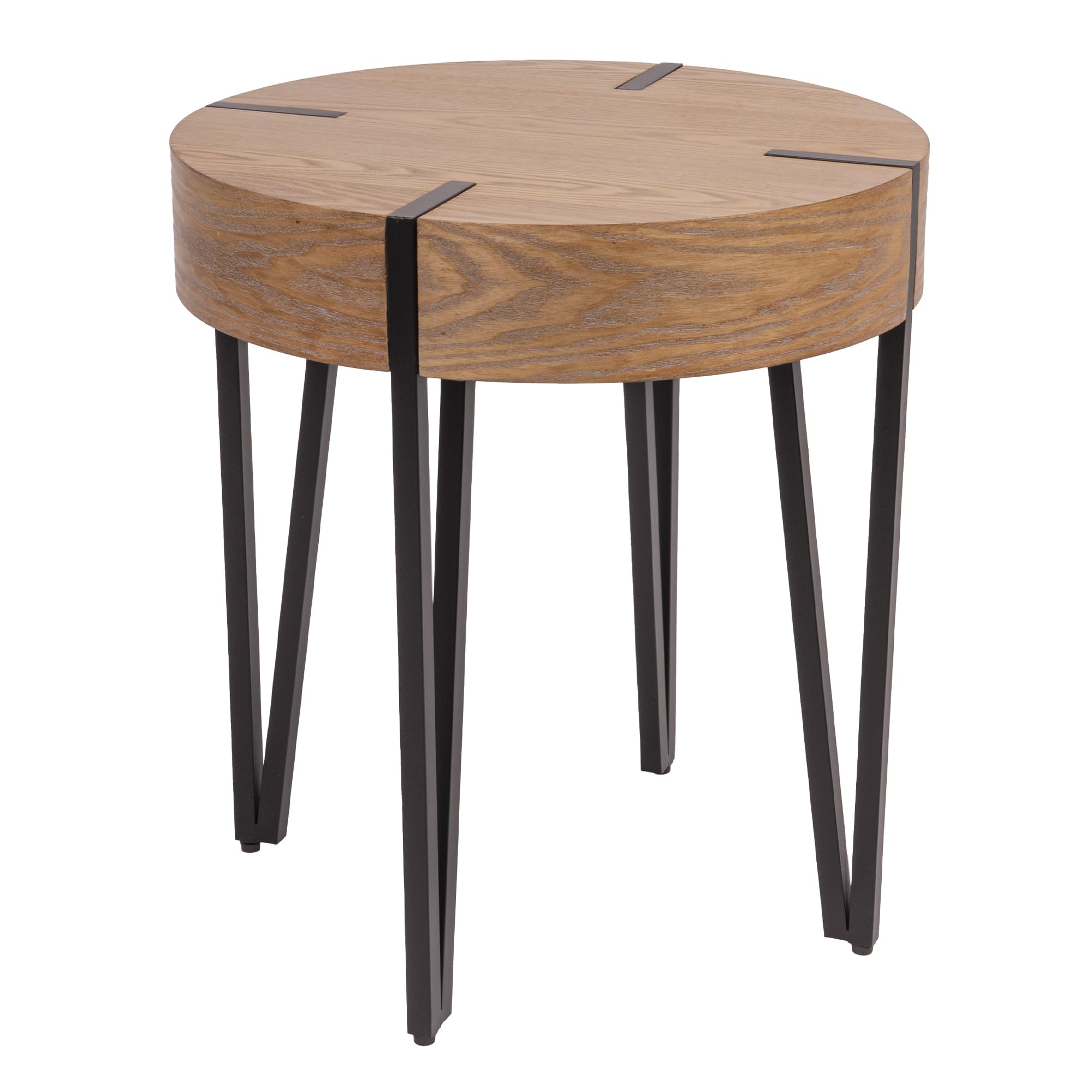 Creative Co-Op Astoria Wood End Table with Metal Hairpin Legs, Natural and Black