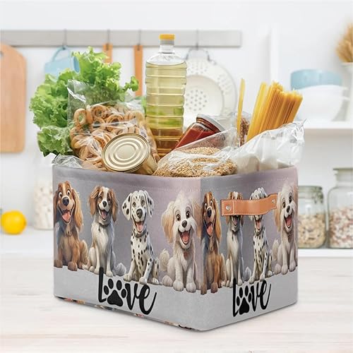 Vista 41 de Cestas de almacenamiento con asas, cubo de almacenamiento rectangular de tela rectangular plegable de juguetes para armario, estantes, lavandería, C