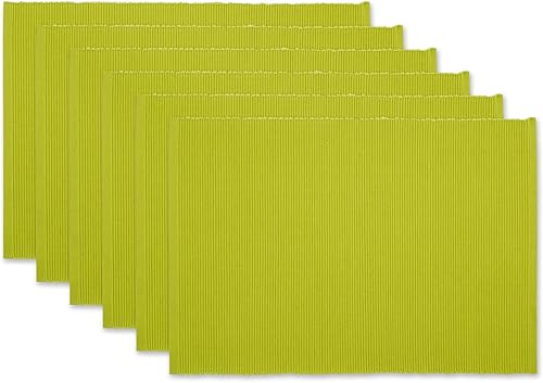 DII Basic Everyday Juego de manteles individuales acanalados 100% algodón, 13 x 19, aguacate, 6 piezas