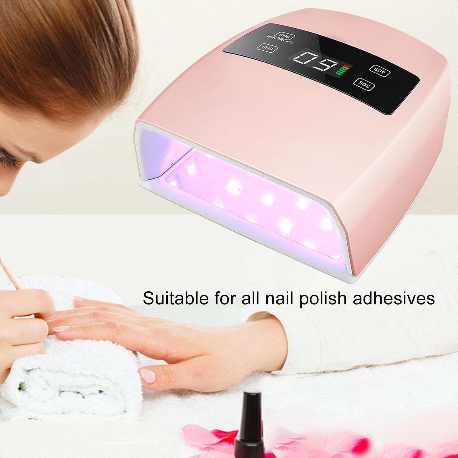UV LED Nageltrockner, 96 W Schnell Trocknend LED Nagellicht Lampe Wiederaufladbar Nageltrockner Lampe mit Sensor LCD Display für Gelnägel Finger Zehennagel Nagel Trocknergerät (EU-Stecker)