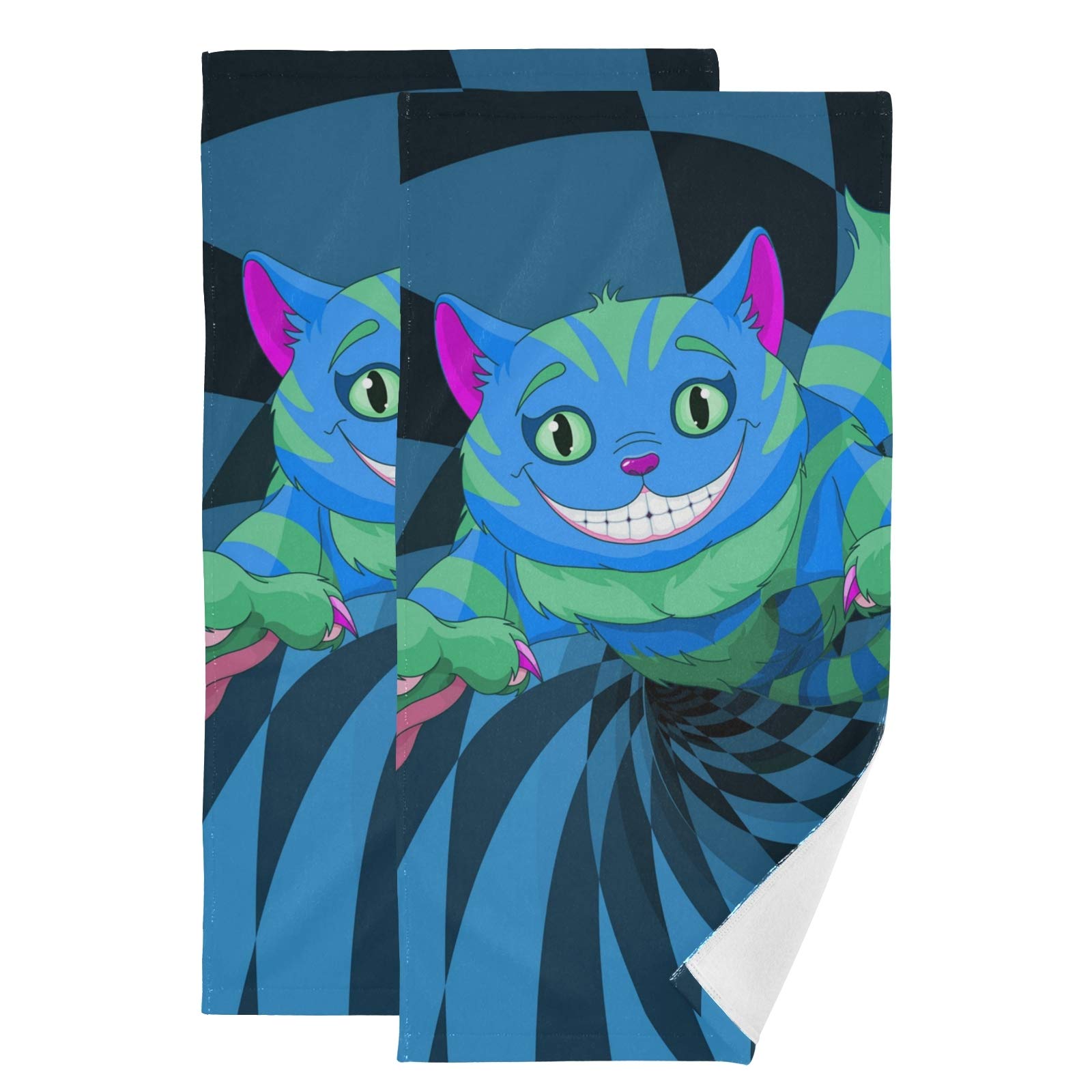 Mnsruu Hand Towel Cheshire Cat 2 Pack Towel Set for Bathroom, Guest, Kitchen, Hotel, Spa