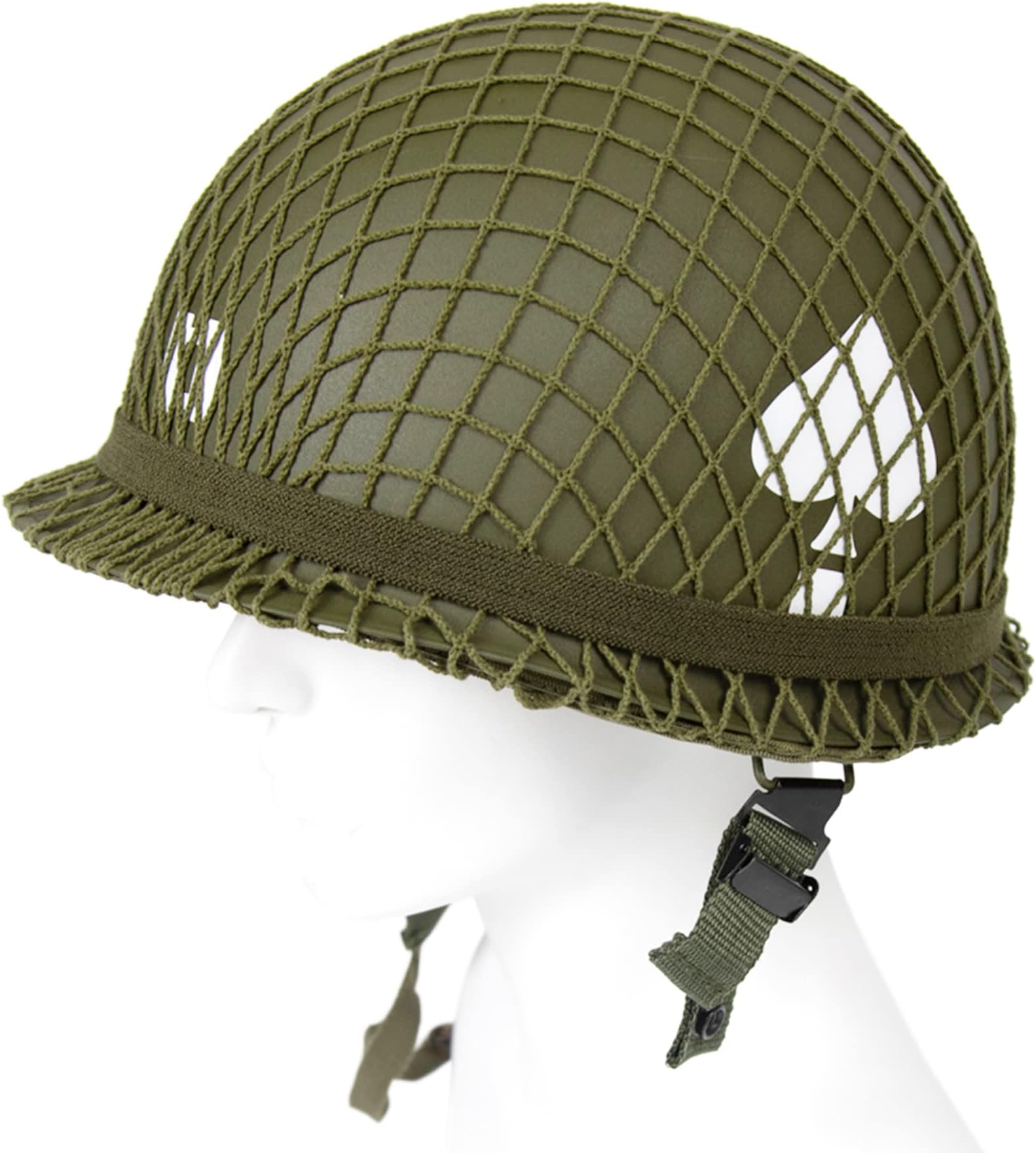 WWII US WW2 M1 Helmet with Captain Decal Chin Strap Steel Fixed Decals Double Shells Green