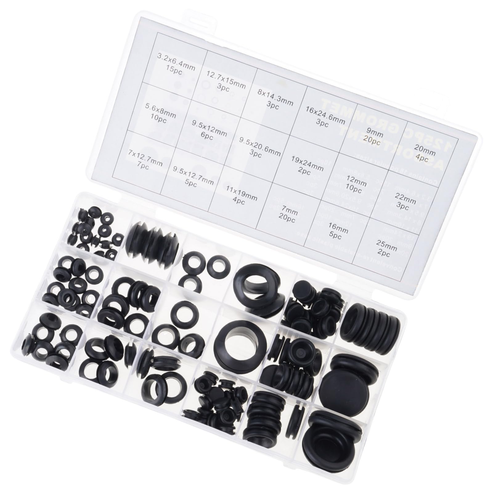 125Pcs 8 Size Furniture Holes Rubber Plugs Grommets Sealing Hole Caps Plugs T Shaped Stopper Easy Installation Sealing Hole Caps