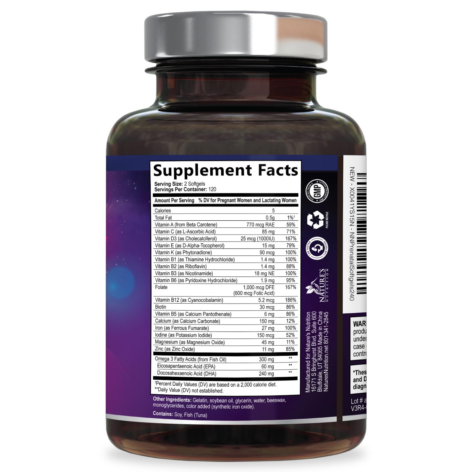 Prenatal Vitamins for Women with Folic Acid + Omega 3 DHA for Fetal Brain Development, Best Prenatal Vitamin Supplement, Daily Pregnancy Multivitamin Nutritional Support, Bottled USA - 240 Softgels — Amazon image 9