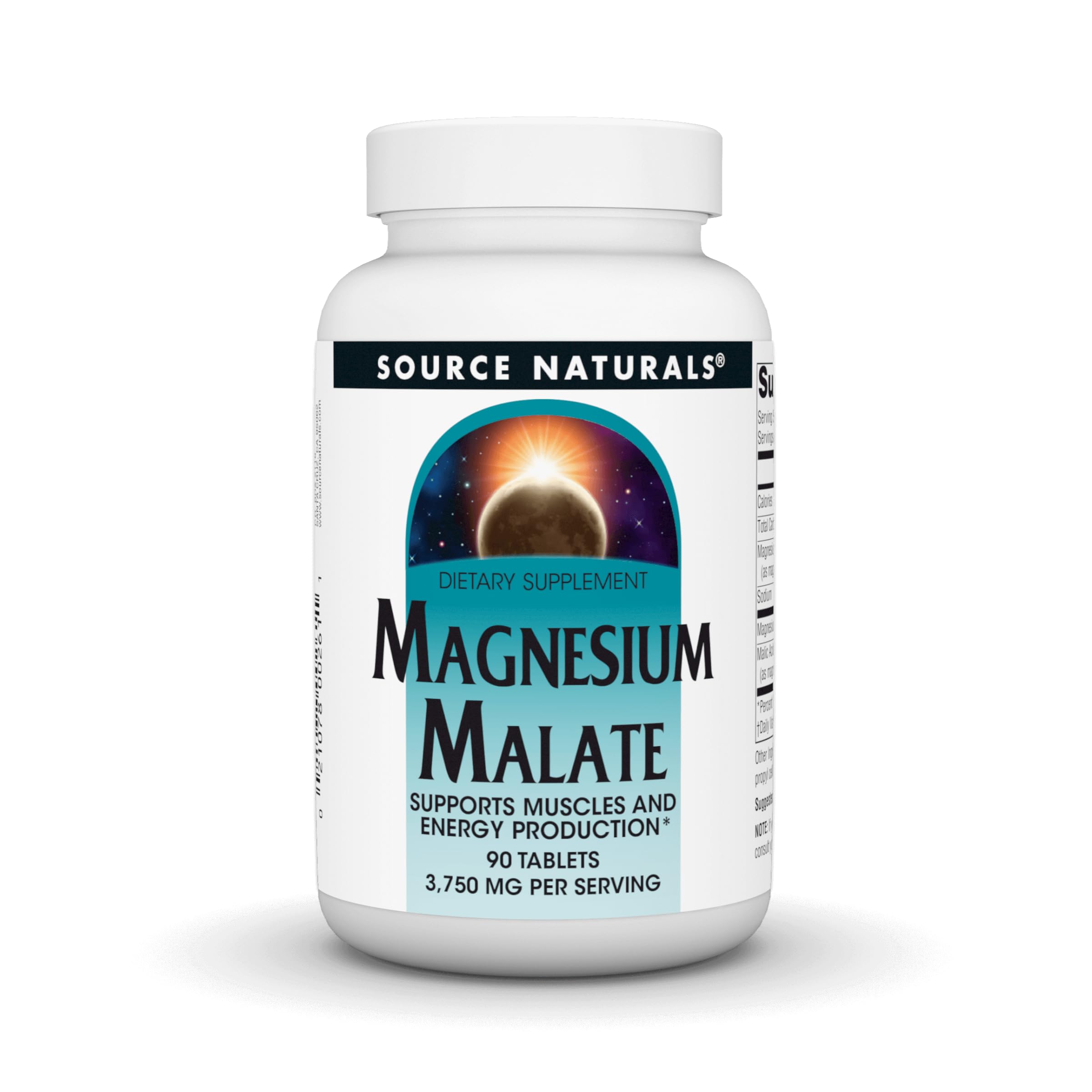 Source Naturals Magnesium Malate, 3,750 mg - 90 Vegetarian Tablets Unflavored 90 Count (Pack of 1)