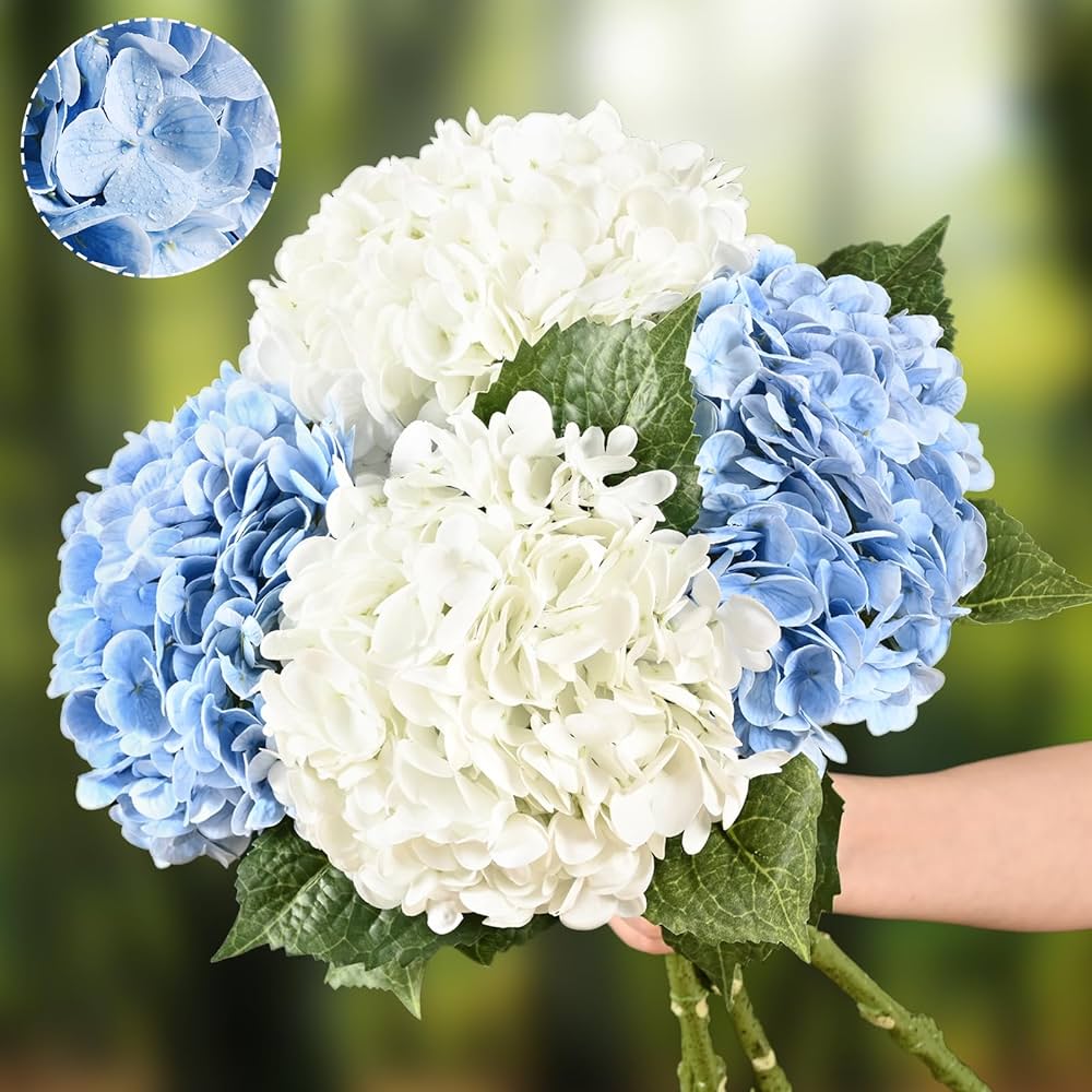 Amazon.com: 4Pcs Real Touch Hydrangea Artificial Flowers