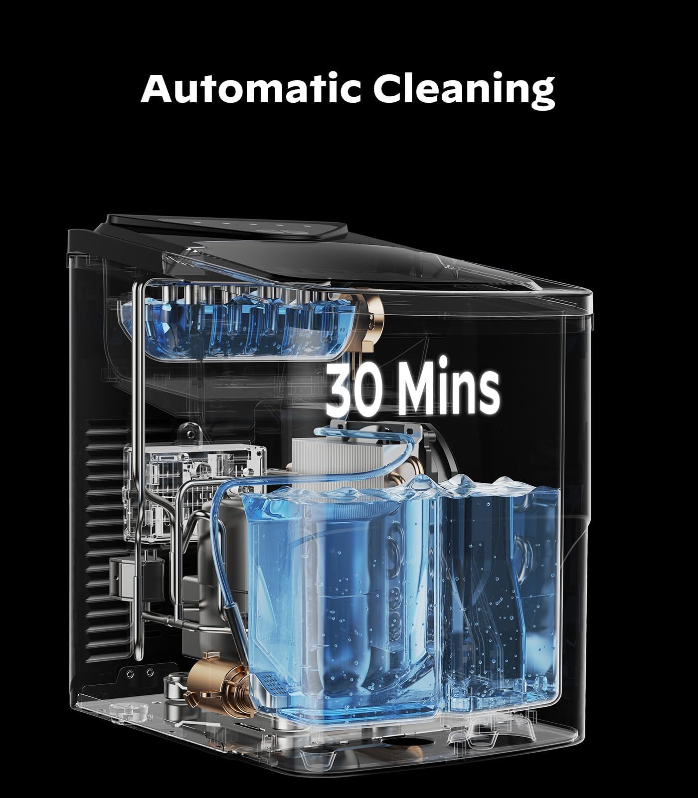 Silonn Smart Countertop Ice Maker - 9 Bullet Cubes In 6 Mins, 26 Lbs Per Day, Compact Wi-Fi Ice Maker Machine, 2 Ice Cube Sizes, Portable Ice Maker With Self-Cleaning For Kitchen/Office/RV on Fridge.com - View 3