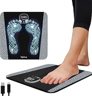 Lifelong EMS Foot Massager- Electric Foot Massager Machine for Pain Relief - 8 Modes, 19 Intensity Levels - Rechargeable, Wireless, Portable (Black)