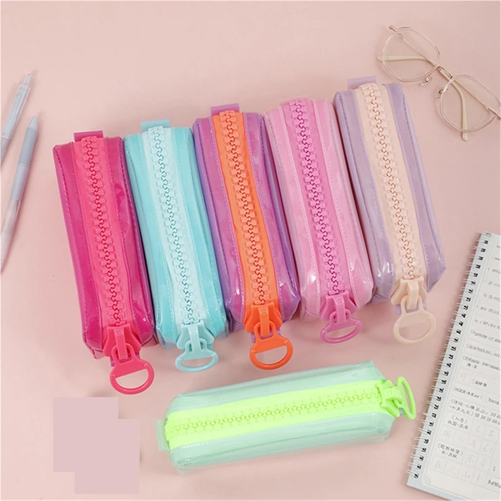 Estuche for lápices con Cremallera Grande, 2 uds., Cuadrado, Gran Capacidad, papelería for Estudiantes, Suministros Escolares, Bolsa de Almacenamiento para Estudiantes(Green)