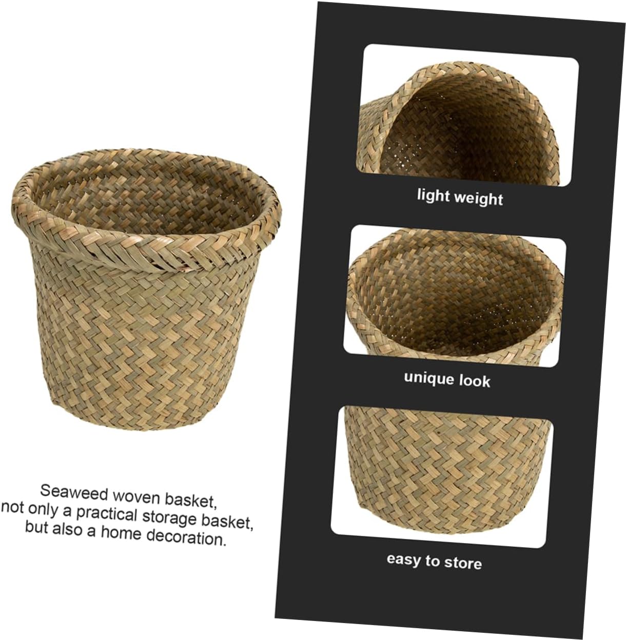MAGICLULU Woven Trash Basket for Bedroom Home Decor Rustic Waste Bin for Sundries Storage Multifunctional Organizer Vintage Art Design Natural Color