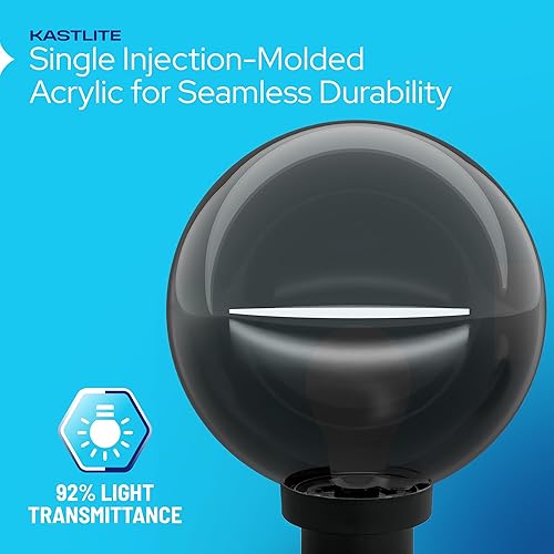 Miniatura 4 de KastLite Combo de globo de poste de luz para exteriores de 12 pulgadas, se adapta a postes de 3 pulgadas, cubierta de lámpara acrílica ahumada,