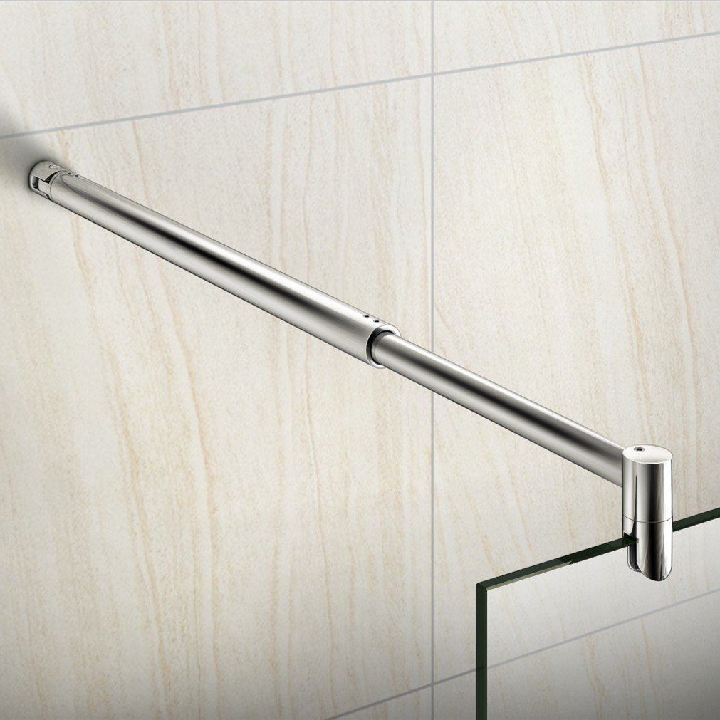 Paroi de douche à l'italienne 140x200cm avec barre de fixation extensible cylindrique verre anticalcaire