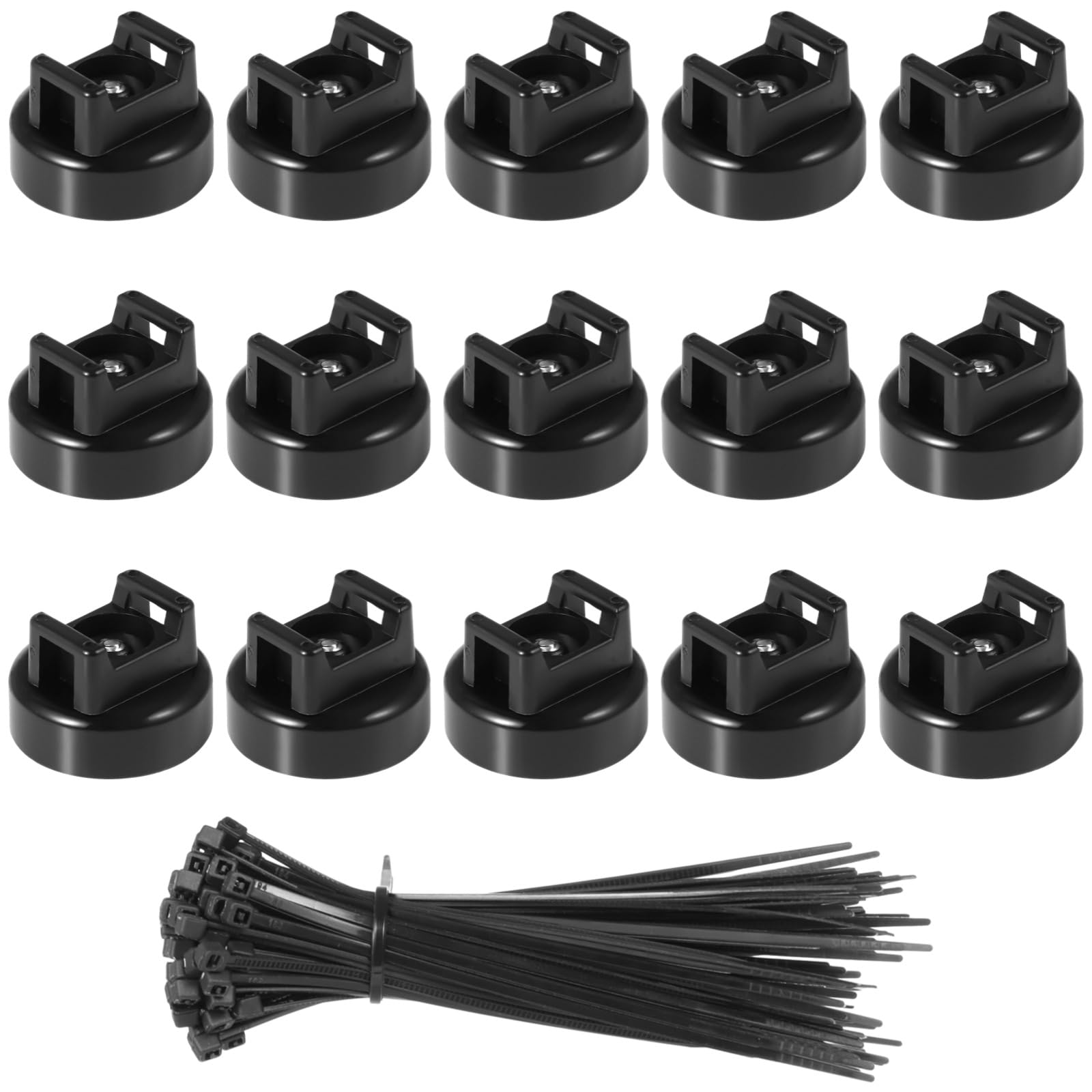 Magnetic Cable Zip Tie Mounts, 15 Pcs Magnets with 50 Pcs Cable Zip Ties, Multipurpose Magnetic Cable Holder for Cable Management, Wire Management Bases, Wire Cable Clips