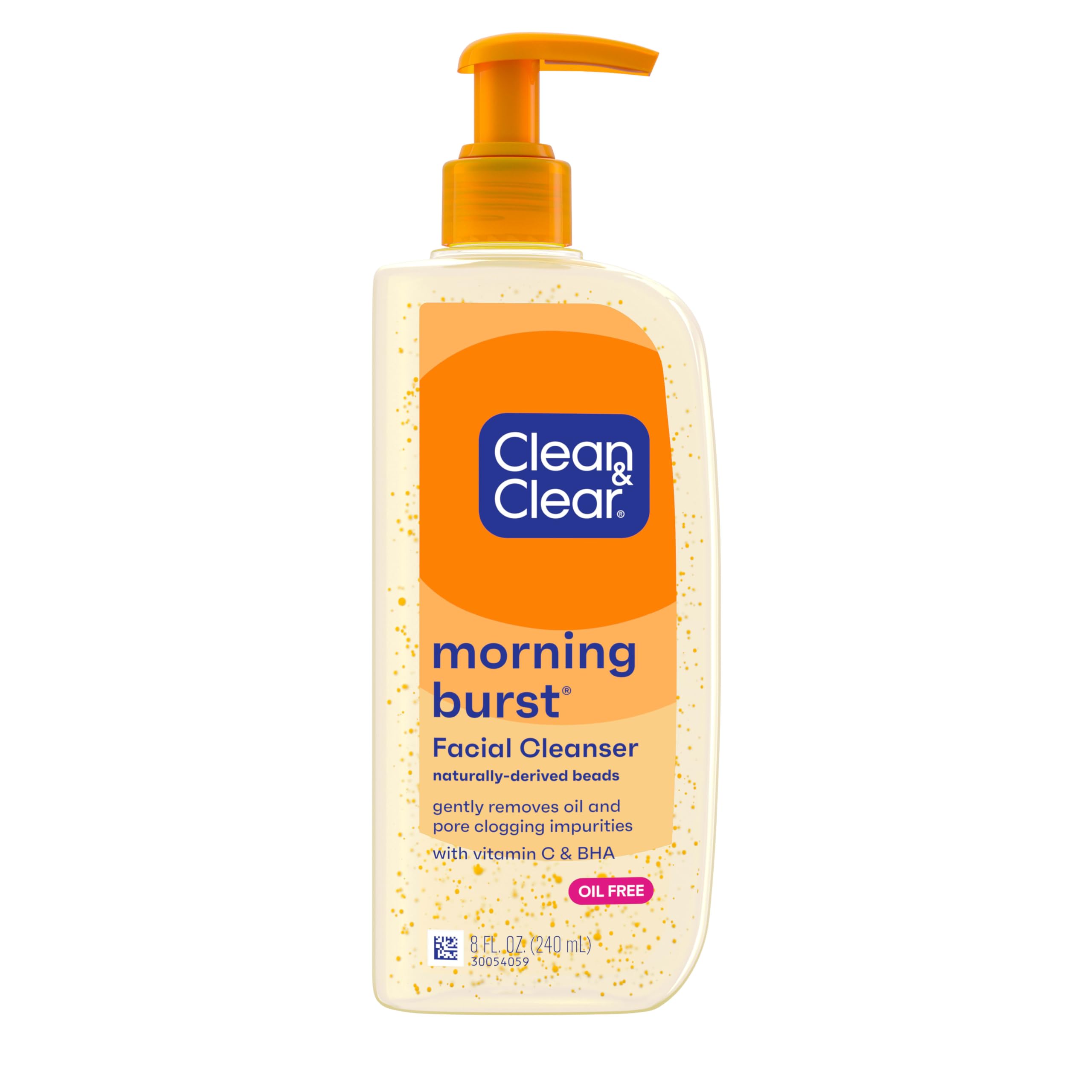 Clean & Clear Morning Burst Oil-Free Facial Cleanser with Vitamin C & BHA, Daily Nourishing Face Wash Gently Cleanses to Remove Oil & Pore Clogging Impurities, 8 fl. oz