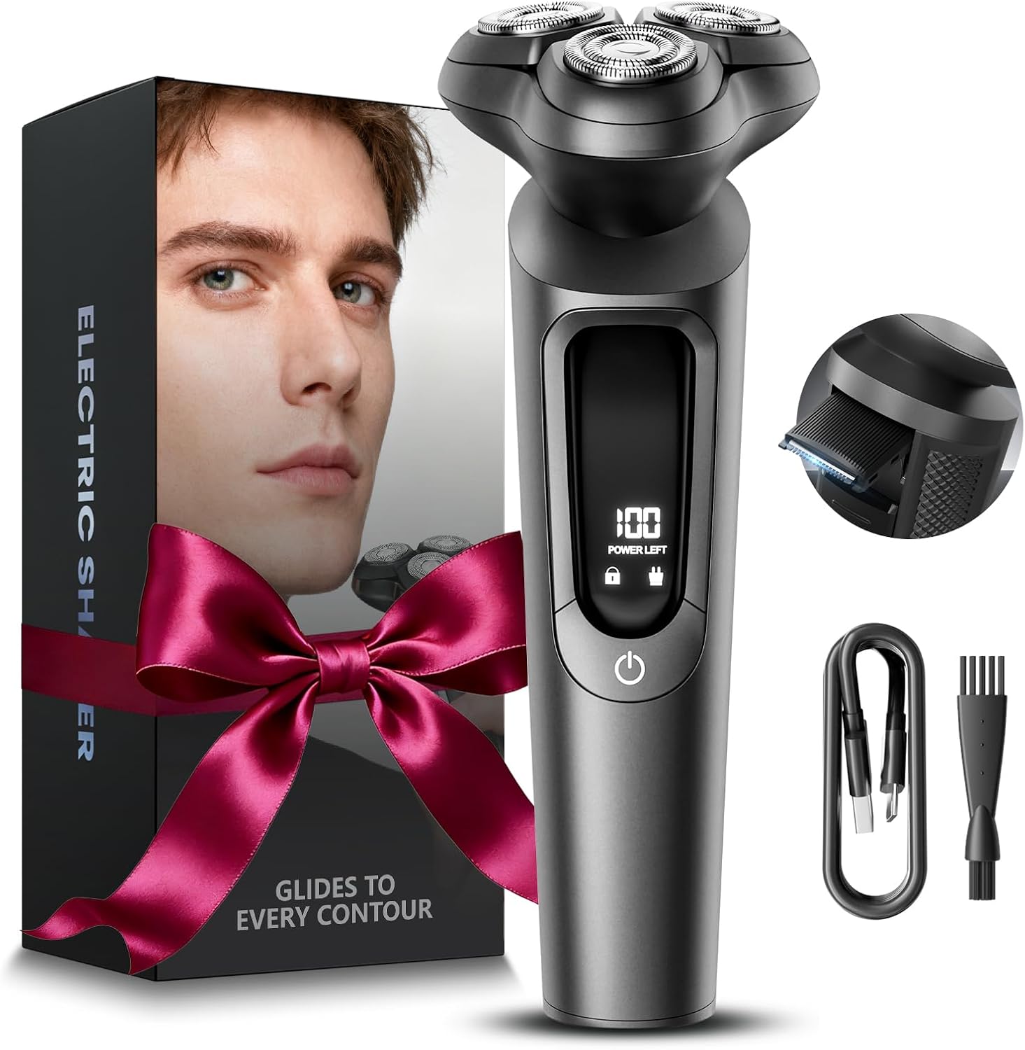 Electric Razor for Men, IPX8 Waterproof with Type-C Quick Charge