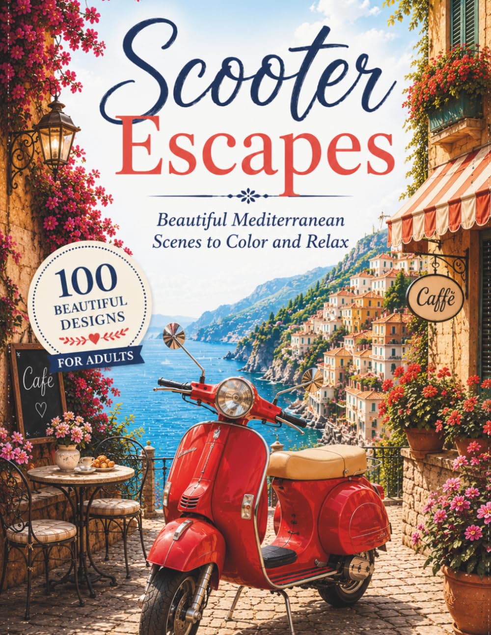 Scooter Escapes: Beautiful Mediterranean Scenes to Color and Relax