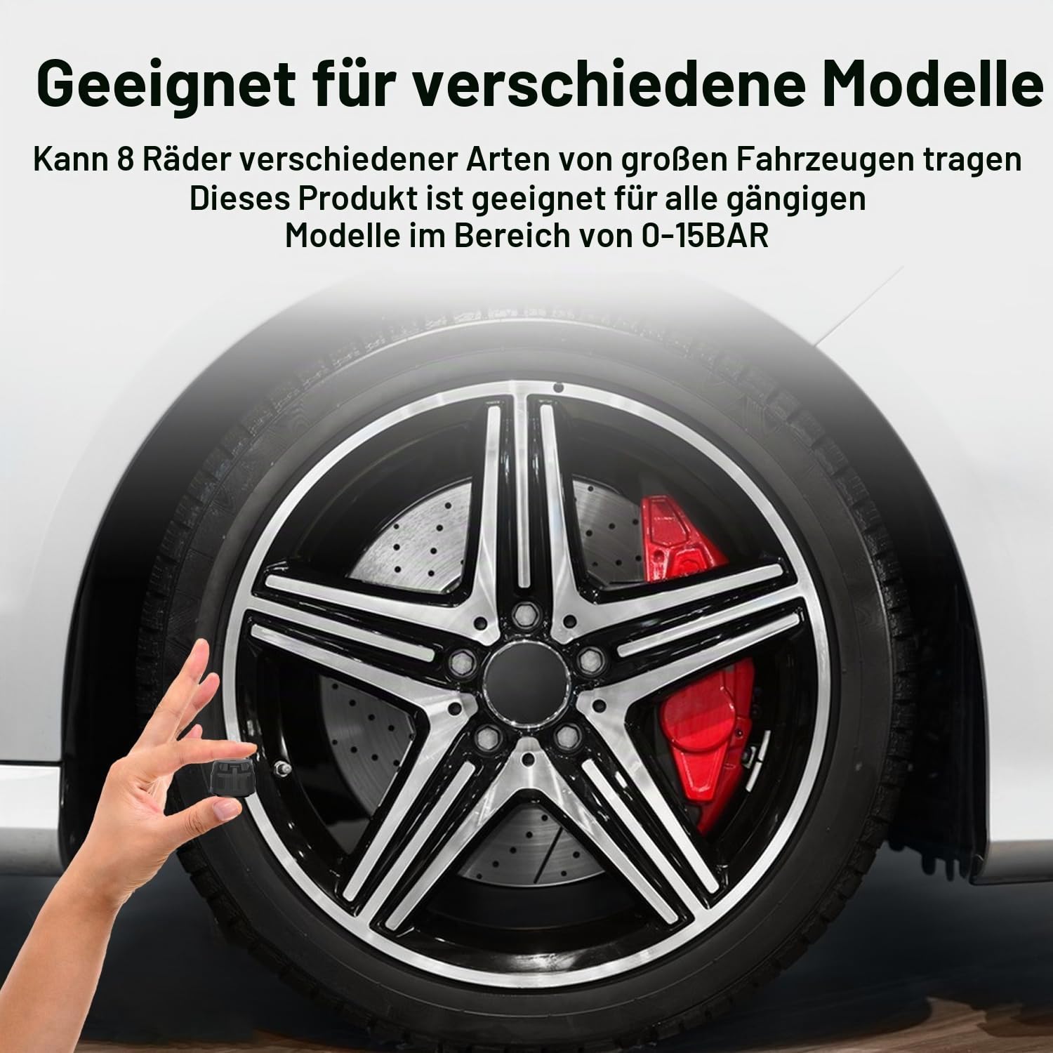 Reifendrucküberwachungssystem, kabelloses Solar-TPMS-Überwachungssystem mit 8 externen TPMS-Sensoren, 6 Warnmodi, Echtzeit-Erkennungs-Autoalarmsystem für Wohnmobile, Anhänger, schwere LKWs