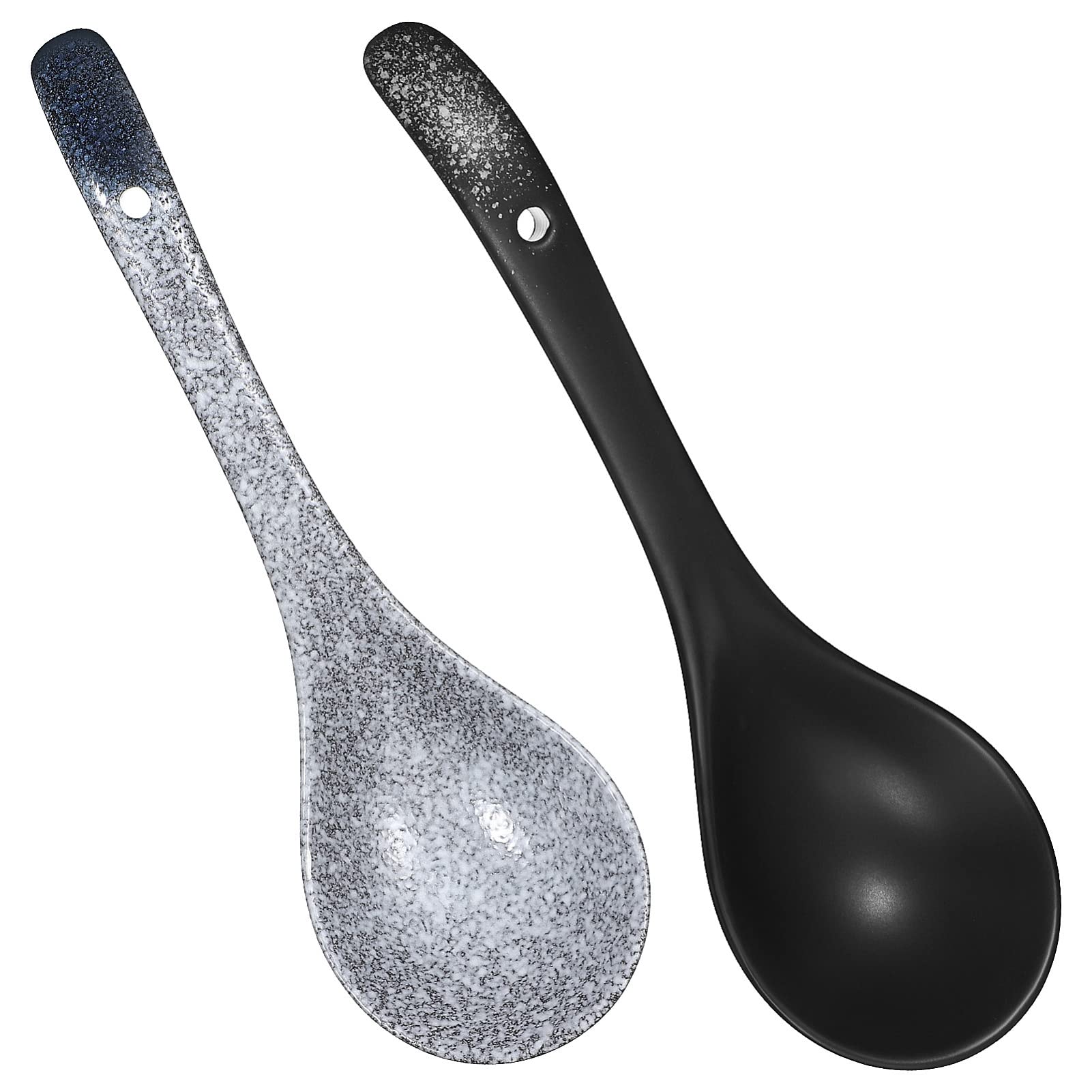 Happyyami Set of 2 Porcelain Soup Spoons Large Ladle Spoons for Kitchen and Dining