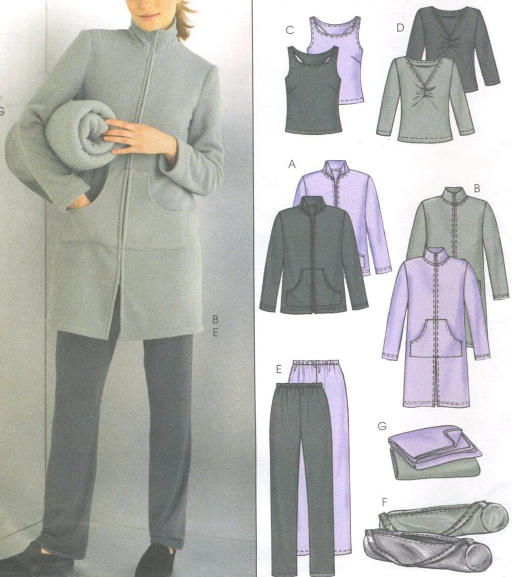 Misses Unlined Jacket Tops Pants Bag Blanket Sewing Pattern McCall M 4604 Size L-XL Spa Essential
